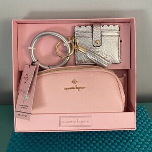 Nanette Lepore Belt Bag w/Bracelet Card Holder Keyring Gift Set NIP Pink